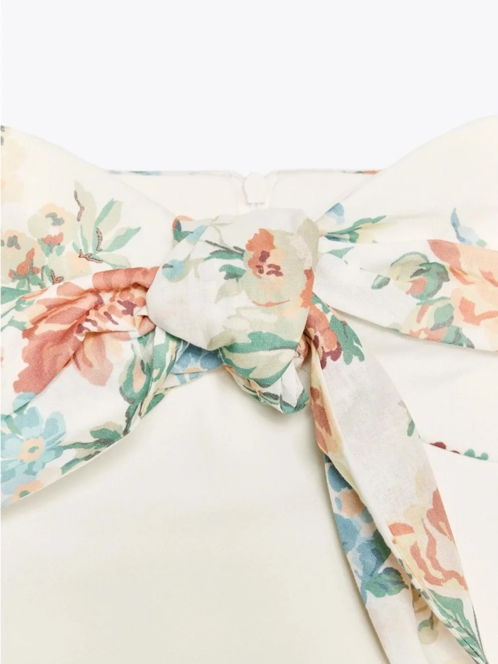 ZARA Strapless White Mini Dress with Floral Tie Bust - Picture 8 of 16